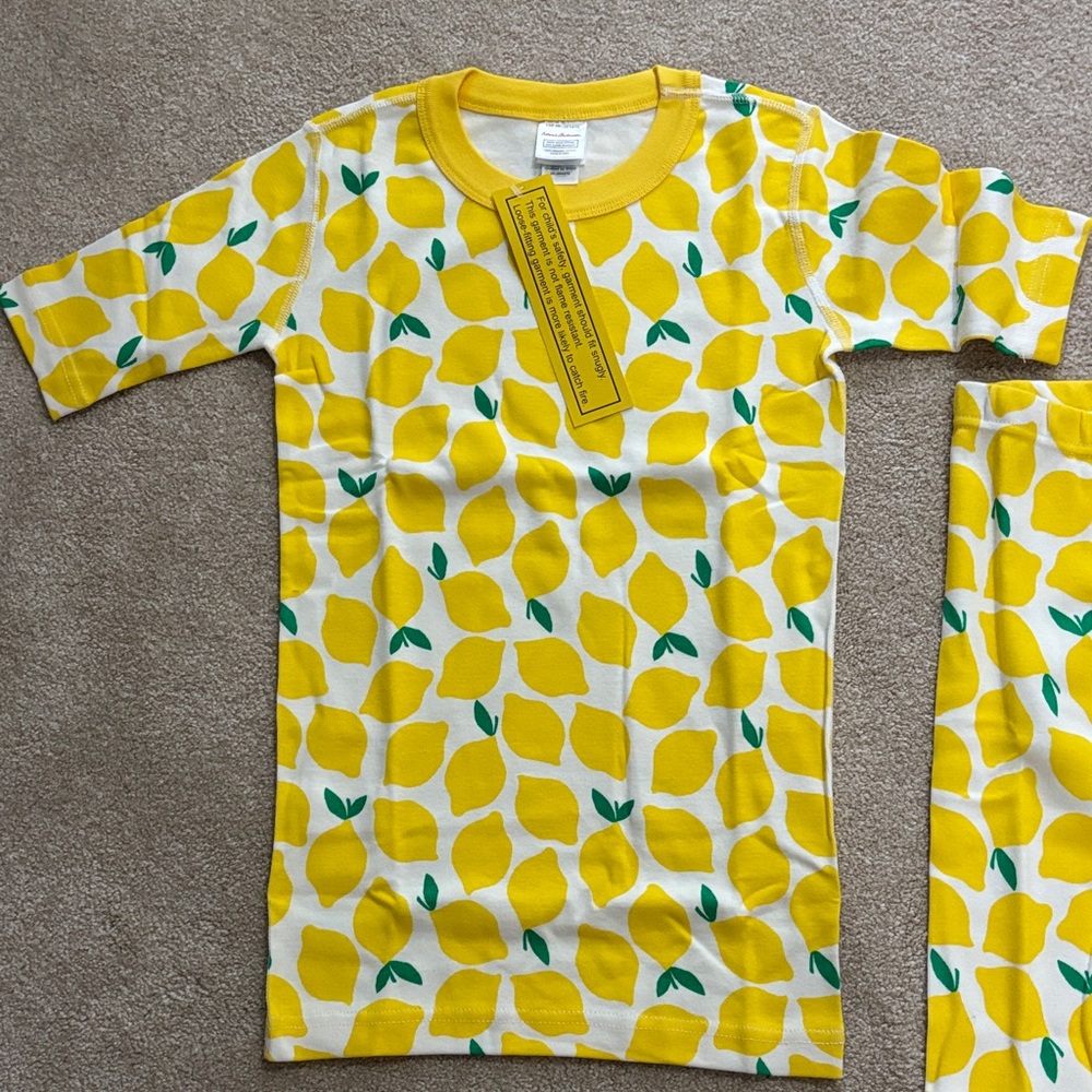 Hanna Andersson Lemon Print Short Sleeve Pajama Set, Size 14-16, 160cm - Picture 3 of 5